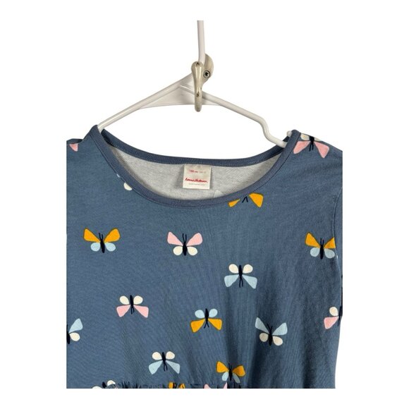 Hanna Andersson Fable Dress 150 Girls 12 Seacloth Blue Cotton Butterflies - Picture 3 of 8